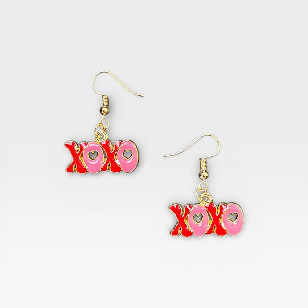XOXO Pink & Red Drop Earrings
